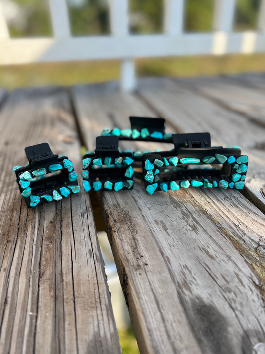 Turquoise claw clip