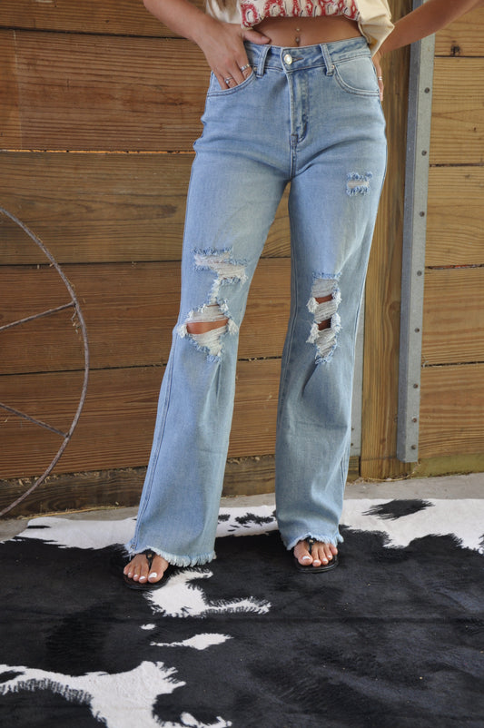 Light Wash Wide Leg Jean