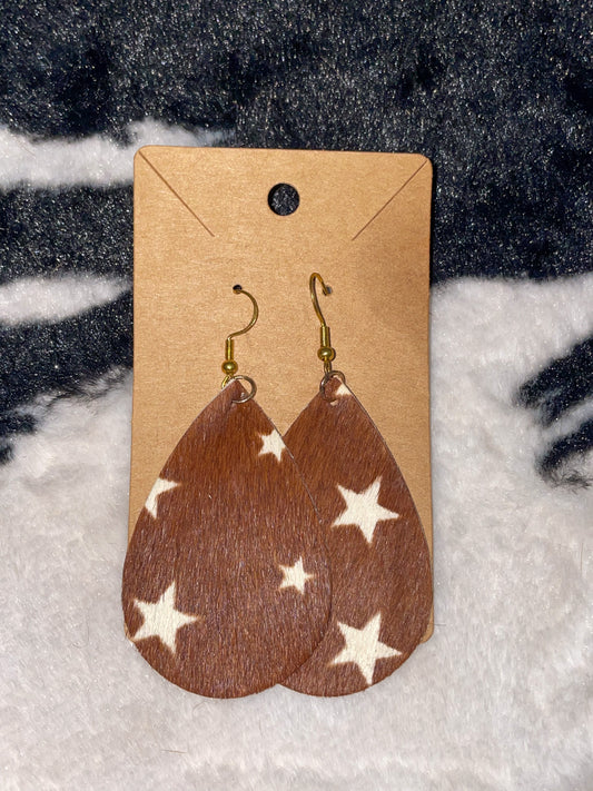 Cowhide Star Print Earring